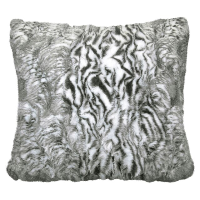 Animal Print Faux Fur Cushion - 43cm x 43cm Grey