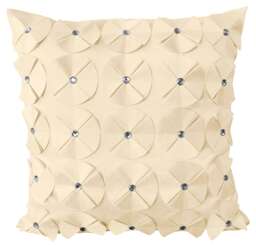 3D Petal Detail With Gem Stud Detail Cushion - 43cm x 43cm Cream Latte