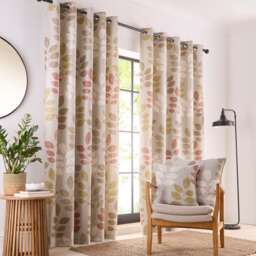 Portfolio Home Springfield Leaf Natural 66 x 54 Inches Fully Lined Eyelet Curtains Brown