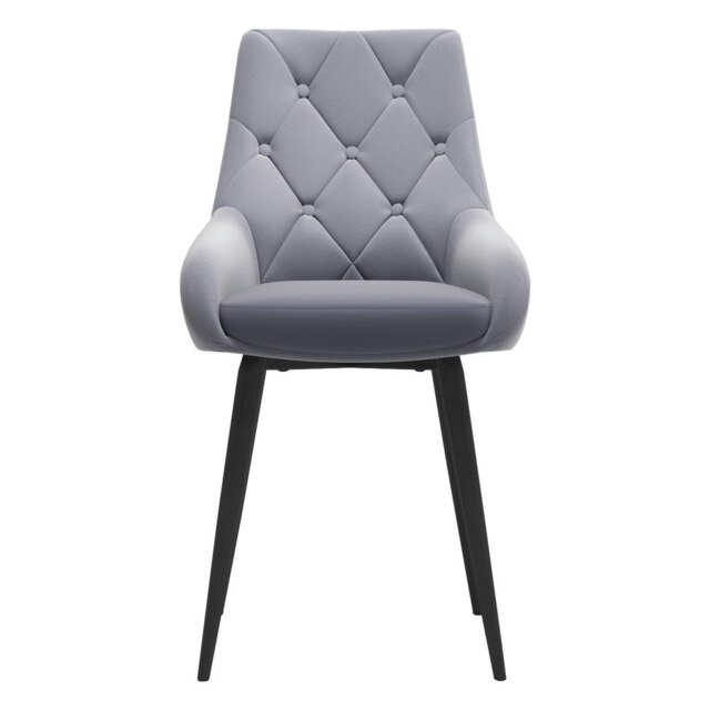 Living and Home Velvet Metal Legs Button Upholstered Dining Chair - Set of 2
