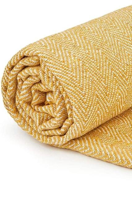 "Herringbone Throw 50 X 60""- Ochre"