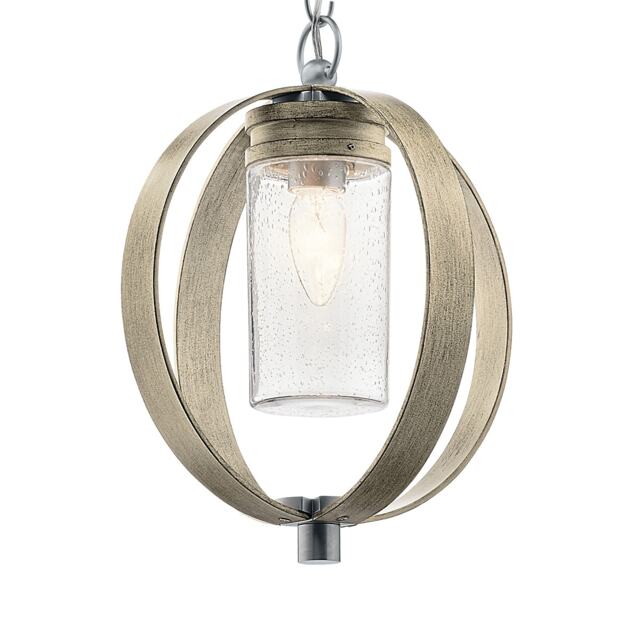 Kichler Grand Bank Outdoor Pendant Ceiling Light Distressed Antique Grey, IP44