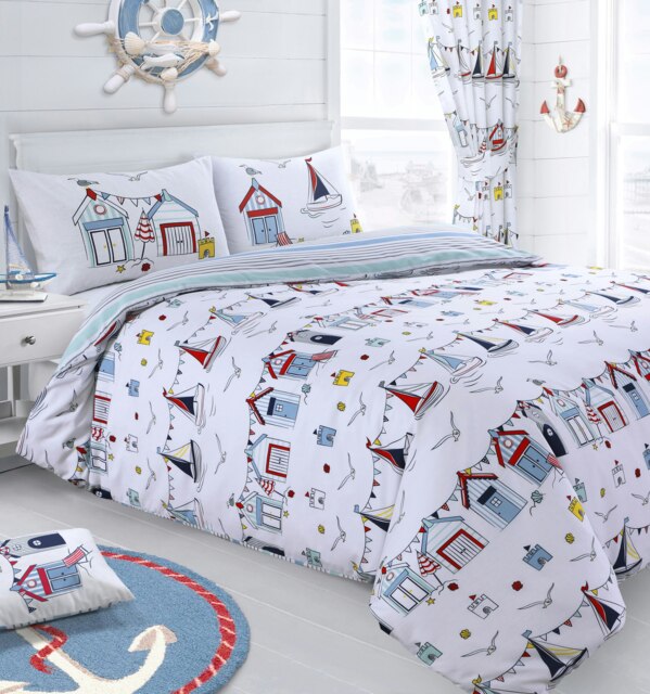 Velosso Nautical Printed Cotton Blend Duvet Cover and Pillowcase Set Blue Single