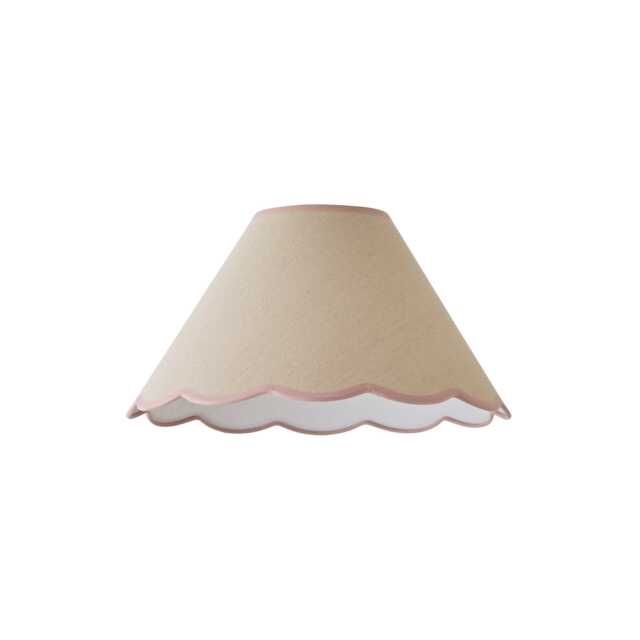 ValueLights Florie Natural Large Taper Shade Scallop Pink Trim and Bulb