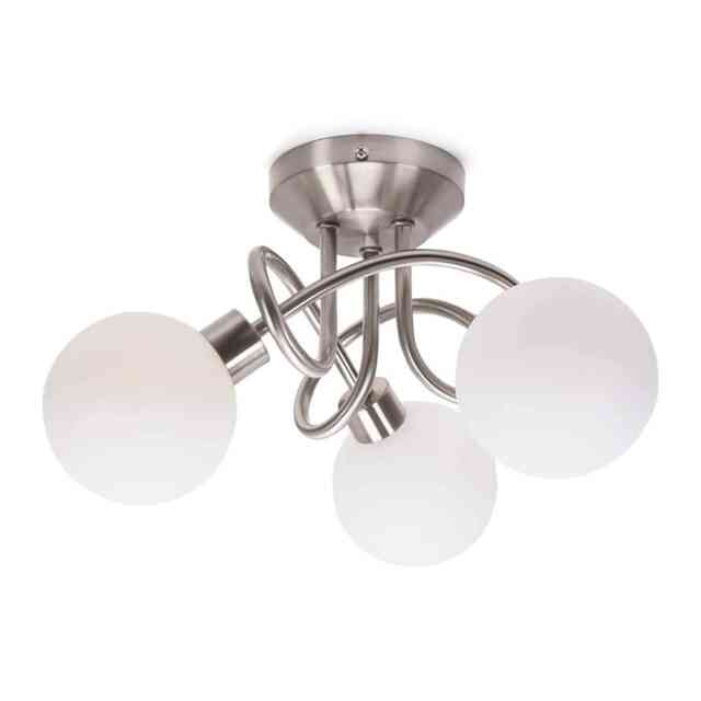 ValueLights Velika Chrome 3 Way Opaque Flush Ceiling Light with LED Bulbs Silver