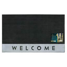 JVL Quartz Welcome Rubber Doormat 45x75cm, Black