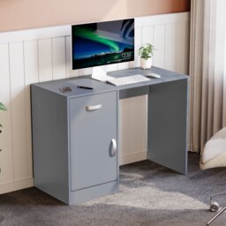 Vida Designs Hudson 1 Door 1 Drawer Computer Desk Home Office Workstation, Grey