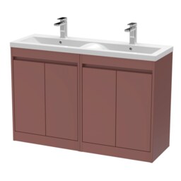 Balterley Chartley Contemporary Floor Standing 4 Door Vanity Basin Unit, Ceramic Basin, 1200mm, Smoked Red