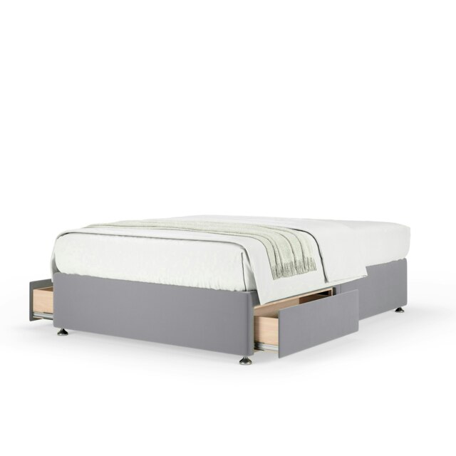 Majestic 1000 Pocket Sprung Silver Plush Velvet 2 Drawer Divan Set Super King