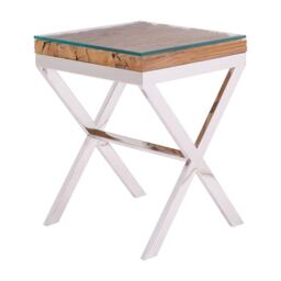 Orsina Natural Top Side Table With Cross Base