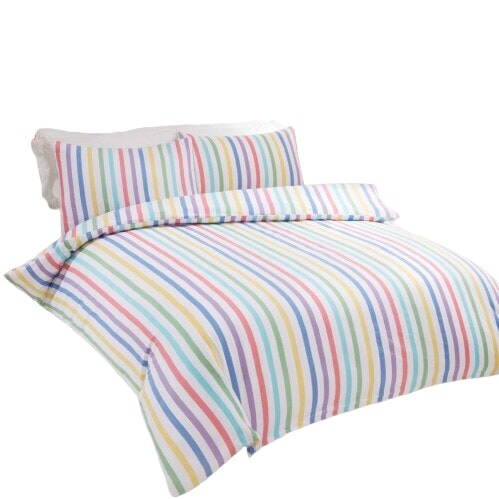 Candy Stripe Bed Cover Duvet Cover Set with Pillowcase Multi Double 1