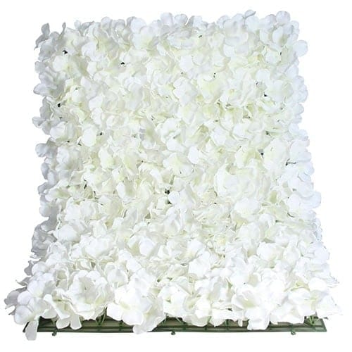 White Artificial Hydrangea Silk Flower Wall Panel 60cm x 40cm
