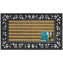 JVL Karina Heavy Duty Rubber Coir Door Mat, Fabric, Brown, 45 x 75 cm