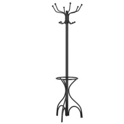 Metal Coat Stand With 8 Hooks and Umbrella Holder Black Black One Size