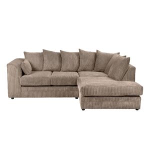 Rivoli L Shape Corner Sofa in Jumbo Cord - Left Hand Facing Chaise Multi Coffee Five Plus Seater