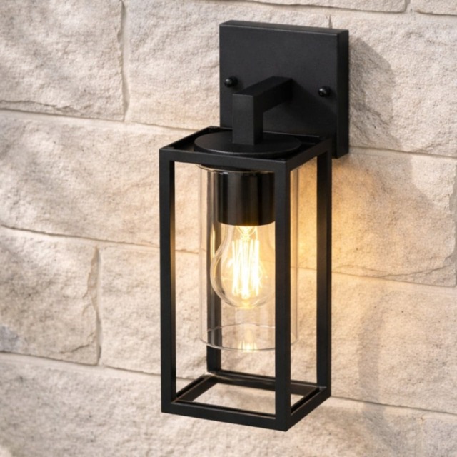 CGC Lighting Chloe Black E27 Outdoor Wall Lantern IP54 34cm Black Black Height: 34 cm, width: 11 cm, depth: 15.5 cm