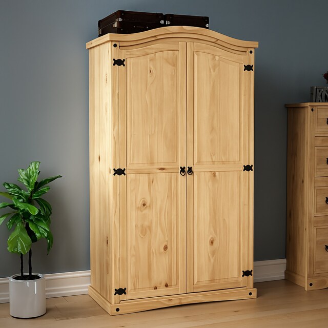 Vida Designs Corona 2 Door Wardrobe With Shelf & Clothes Rail, Solid Pine Wood