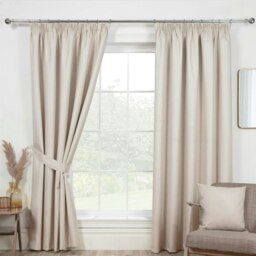 Eclipse - 100% Blackout Thermal Self-Lined Curtains - Eyelet - 100% Polyester (Natural, 66''x 72'' - 168cm x 183cm (Pair)) Cream Cream