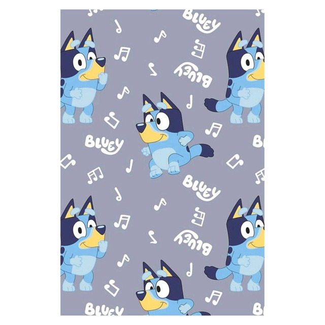 Bluey Childrens/Kids Fleece Music Notes Supersoft Blanket Grey Grey/Blue/White 100cm x 150cm 1