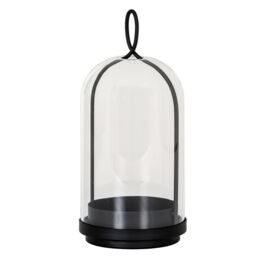 Nysa Large Candle Holder with Glass Cloche - L15 x W15 x H35 cm - Black