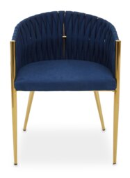 Orsina Blue Dining Chair with Woven Back, Dining Room Chair with Braided Pattern, Curved Back Restaurant Chair