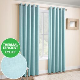 Enhanced Living Vogue Sky Blue 66 x 54 inch (168x137cm) Eyelet Thermal Noise reducing Dim Out Curtains (PAIR)