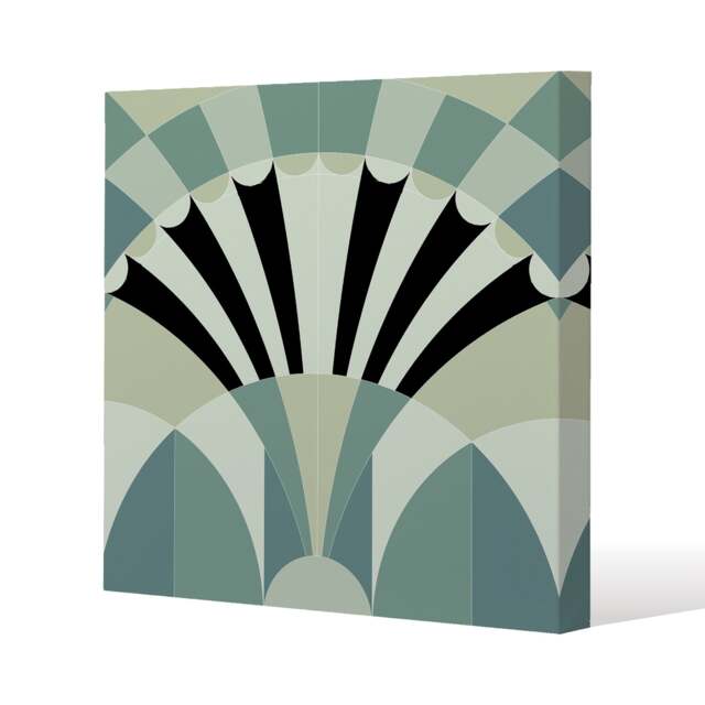 Green Geo Arches (Canvas Print) / 90 x 90 x 4cm Multi