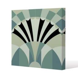 Green Geo Arches (Canvas Print) / 90 x 90 x 4cm Multi