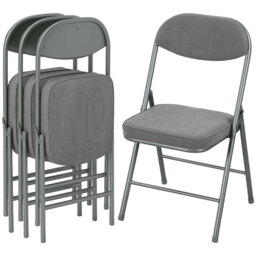 HOMCOM Folding Chairs Set of 4 with Cushioned Seat, Steel Frame
