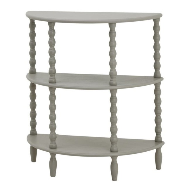 The Camden Collection Half Moon 3 Tier Table - Wood - L33 x W71 x H76 cm - Grey