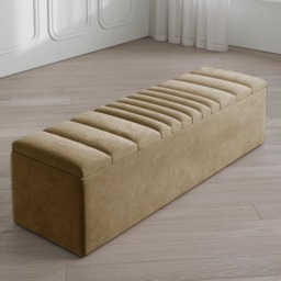Safar 120cm Large Ottoman Storage Box - Naples Shoes Bench - Brown Lined Upholstery Blanket Storage Box