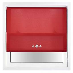 FURNISHED Daylight Trimmable Roller Blinds with Triple Diamond Eyelets and Metal Fittings Red Red (W) 220cm x (L) 165cm