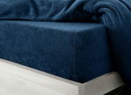 Velosso Teddy Fleece Warm and Cosy Fitted Sheet Blue Navy Single