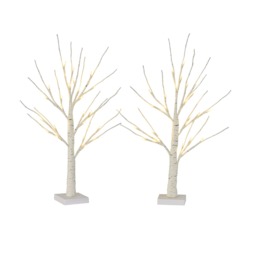 Neo Set of 2 LED Pre Lit Twig Tree Lights 60cm Birch Tree Lamp Warm White Lights Battery Operated Decorative Centrepiece Flexible Branches Christmas Wedding Bedroom Home Décor