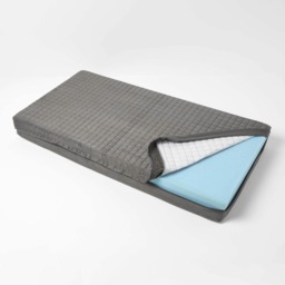 Homescapes Grey Quilted Polyester 2 Seater Orthopaedic Booster Cushion Cover Grey Grey 100 x 50 x 10 cm