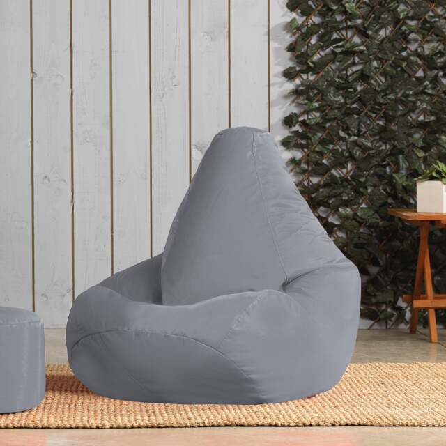 Highback Gaming Beanbag Indoor and Outdoor Grey Set of 2