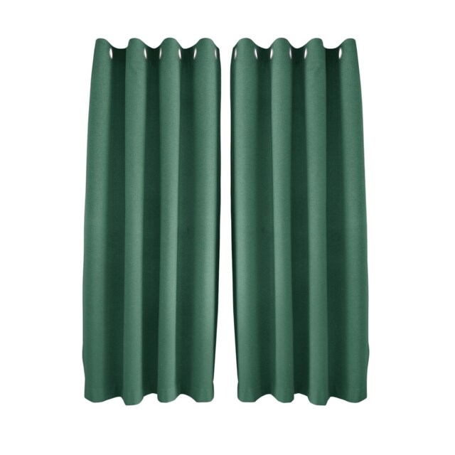 Emerald Green Linen Blackout Eyelet Curtain Pair - 46 x 63 Inch Drop Green One Size
