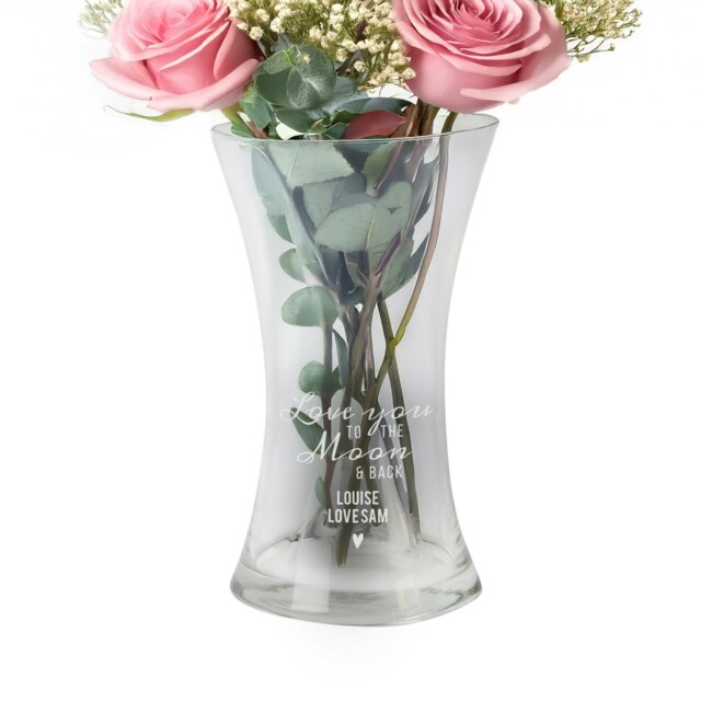 Personalised Love You To The Moon and Back Glass Vase Clear