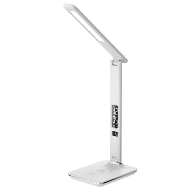 Groov-e GVWC04WE Ares Desk LED Lamp with Wireless Charging Pad & Clock - White