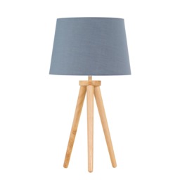 Voyage - Light Oak Table Lamp or Bedside Light with Grey Shade Brown Grey Large 1