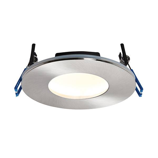 Orbitalplus Fire Rated Integrated LED 1 Light Bathroom Recessed Light Satin Nickel Plate IP65