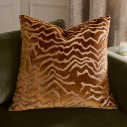 Paoletti Tierra Cut Velvet Cushion Bronze Bronze