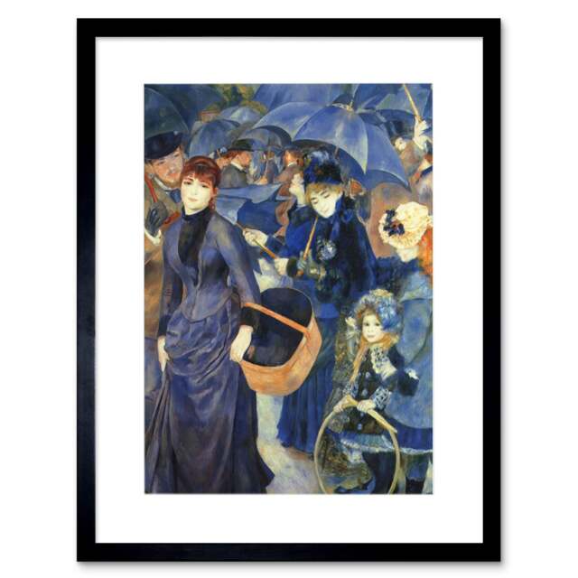 "Renoir Umbrellas Old Master Living Room 12x16"" Framed Wall Art Print"