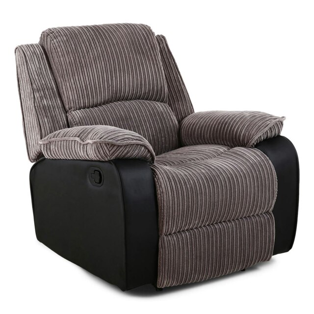 Postana Jumbo Cord Fabric Manual Reclining Lounge Recliner Chair (Grey)