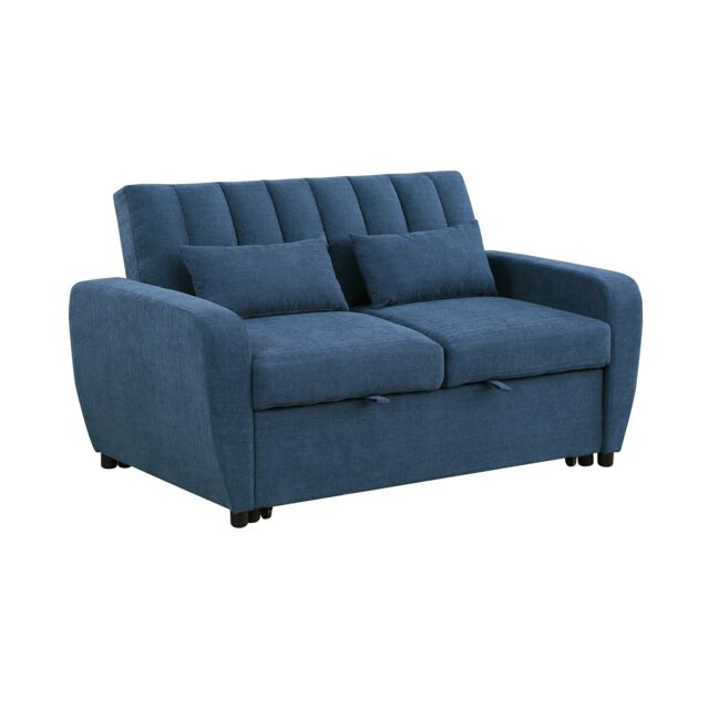 Gibson 2-Seater Velvet Pull-Out Sofa Bed with Firm Support - Royal Blue Blue Royal Blue Two Seater 1