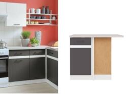 Corner Kitchen Base Cabinet 100cm 1000 Right Lower Cupboard Grey White Junona