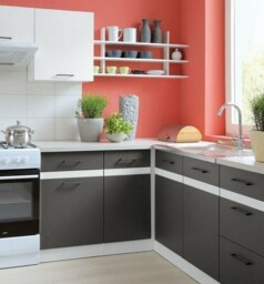 Corner Kitchen Base Cabinet 100cm 1000 Right Lower Cupboard Grey White Junona