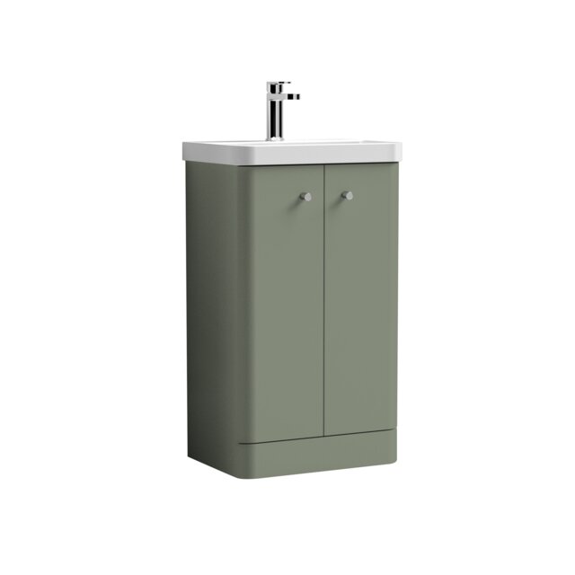 Balterley Curve Modern Bathroom Floor Standing 2 Door Vanity Unit Basin Green Satin Green