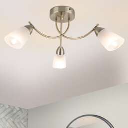 COSYLYTE Hallie Bathroom Light 3 Classic Glass Ceiling Light - Antique Brass Gold Antique Brass 1