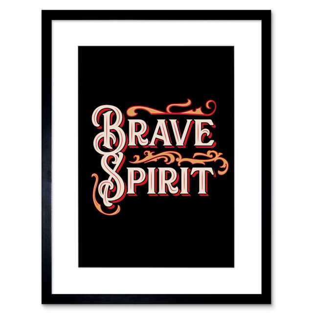 "Vintage Brave Spirit Pink on Black Filigree 9x7"" Black Framed Wall Art Print"